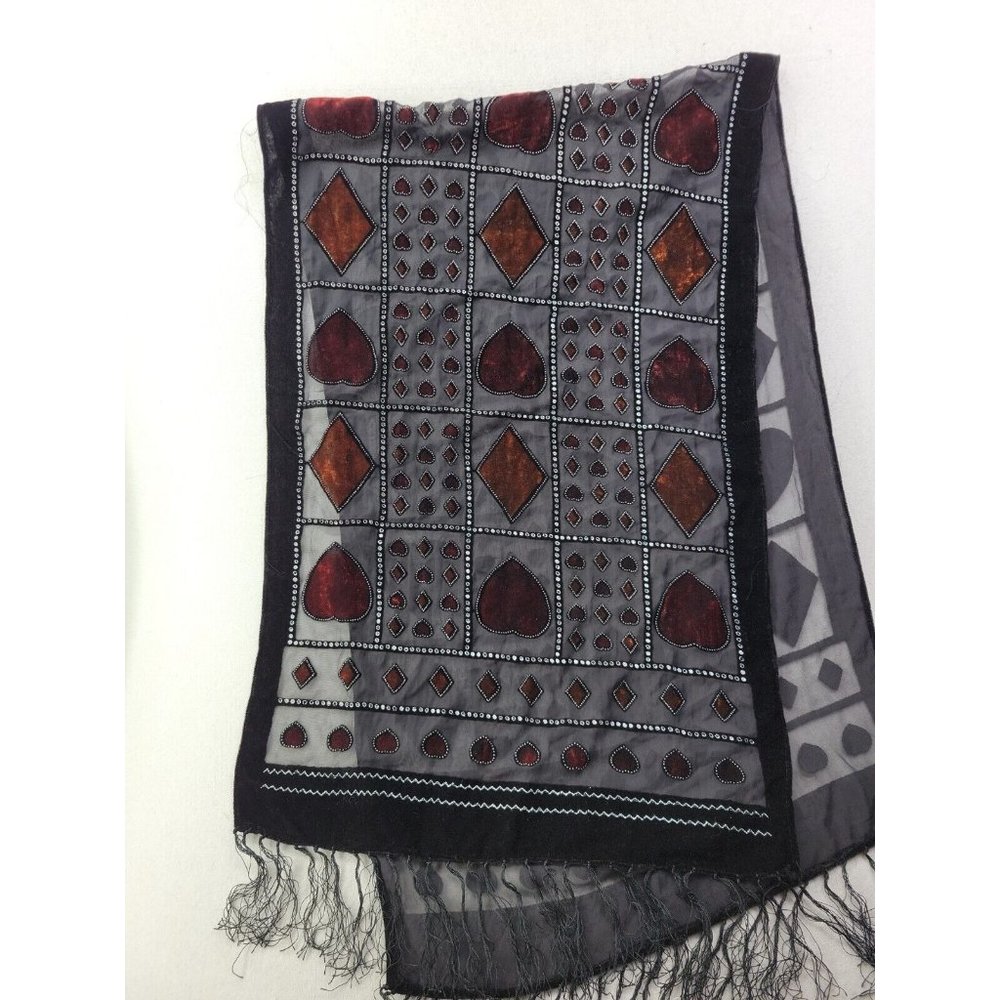 Women's Rectangular Neck Scarf Window Pane Velvet… - image 2